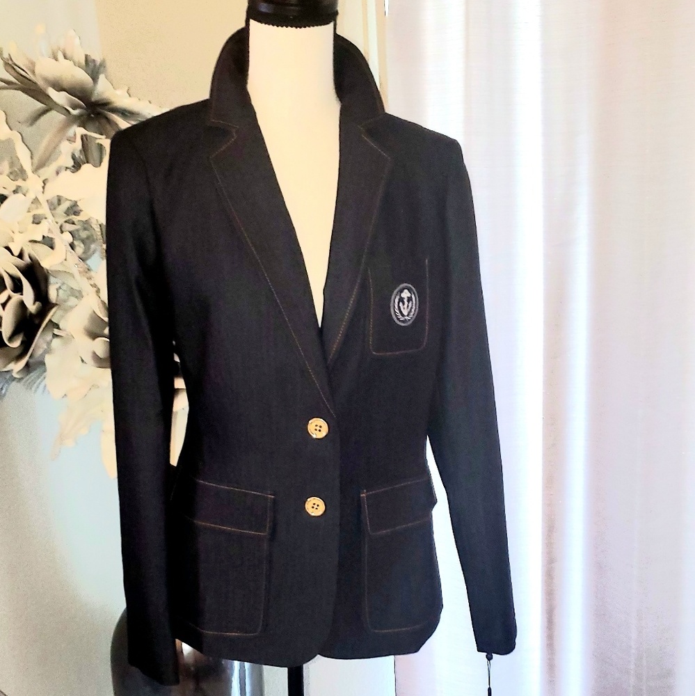 TOMMY HILFIGER 2-BUTTON CHAMBRAY DENIM BLAZER NWT
